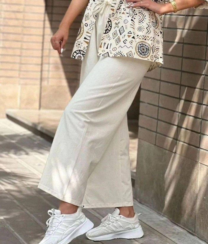 شلوار بگ زنانه مدل گشاد راسته جنس لینن برای راحتی و استایل روزمره